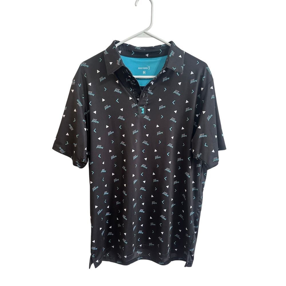 Bogey Bros Natural Slice Golf Polo Sz M Black Blue Tech Performance Nice